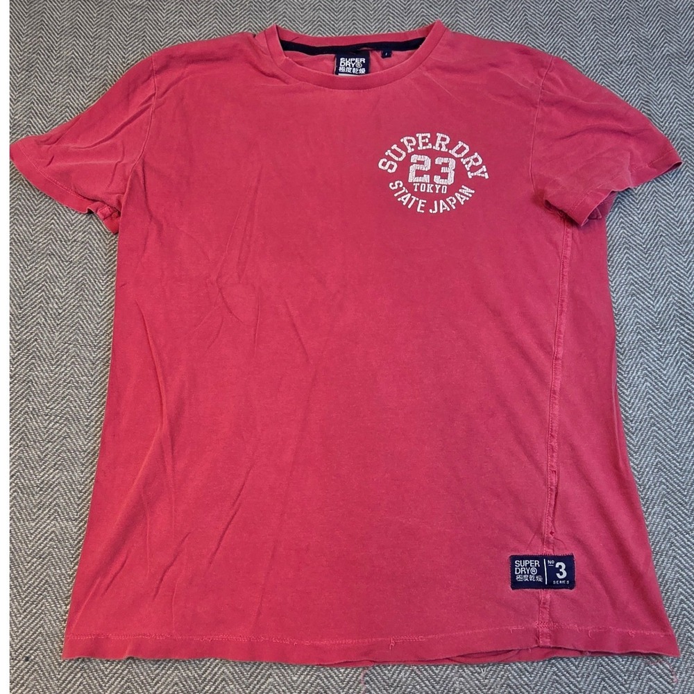 Superdry Mens No 3 Series Graphic T-Shirt Red Tokyo State Japan Size L